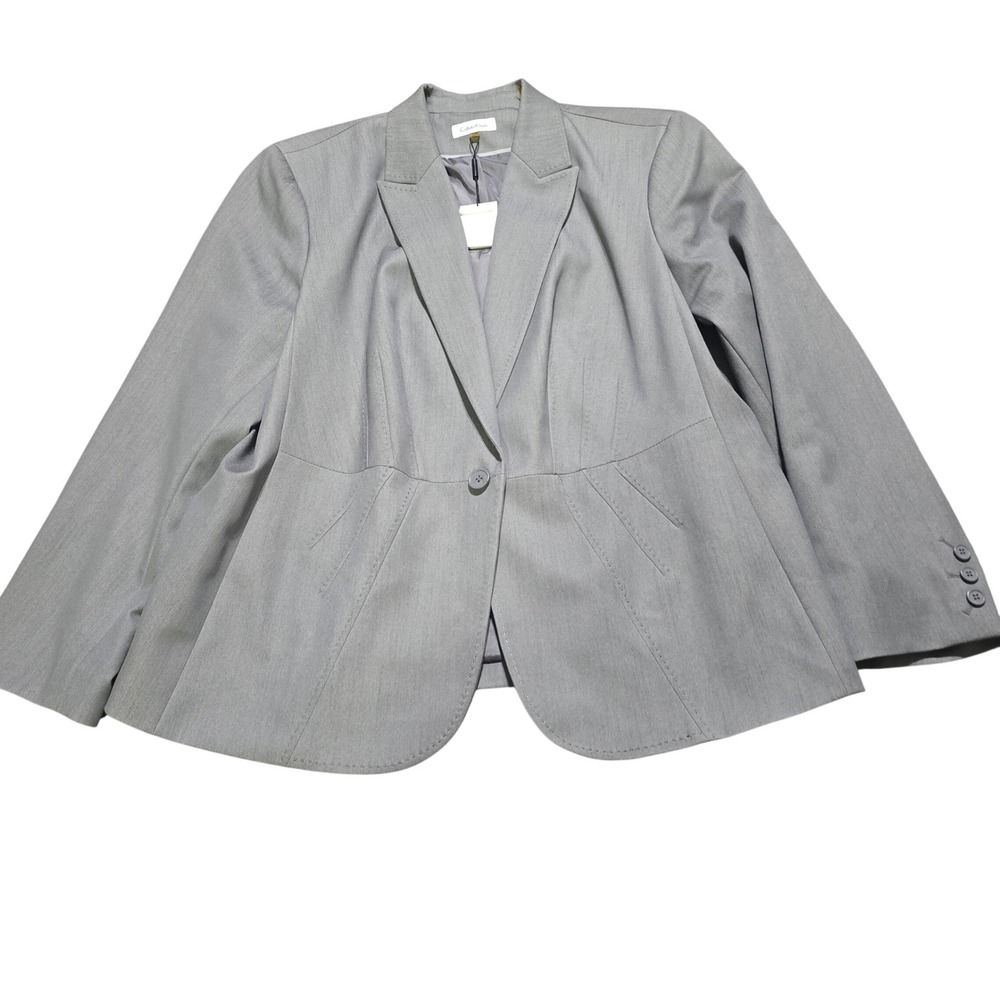 Calvin Klein Blazer Women 22W Grey Single Button Notched Lapel WOWC2120